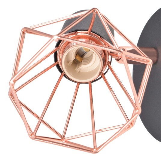 Vegglampe 2 stk E14 svart og kobber