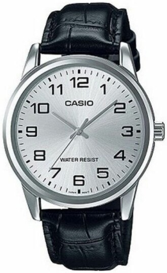 Casio Herreklokke MTP V001L 7BUDF Classic Sølvfarget/Lær Ø38 mm Casio Herreklokke MTP V001L 7BUDF Classic Sølvfarget/Lær Ø38 mm