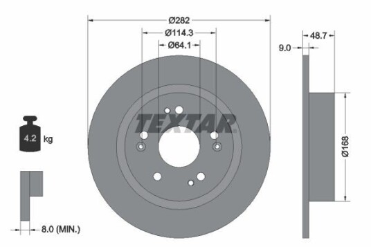 Bremseskive TEXTAR 92301603 Bremseskive TEXTAR 92301603