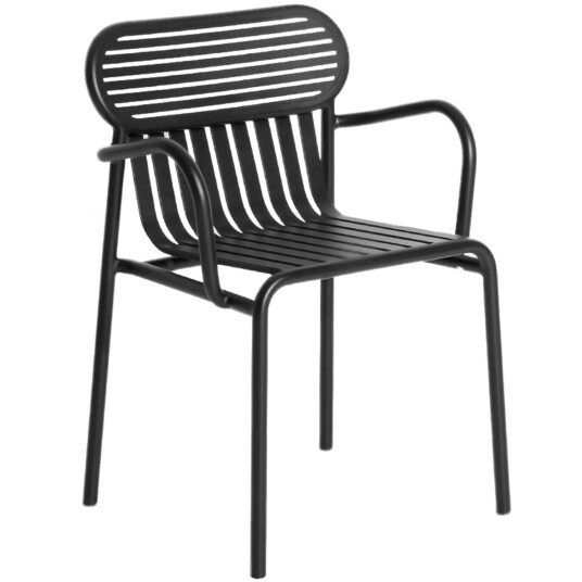 Petite Friture - Week-End Chair With Armrests, Black - Balkong- Og Kaféstoler - Studio Brichet-Ziegler - Svart - Metall
