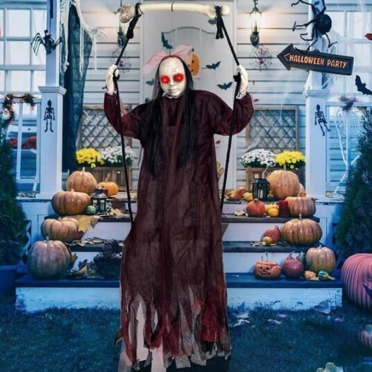 Halloween Animert Hengende Spøkelse med Lyd og Lysende Øyne