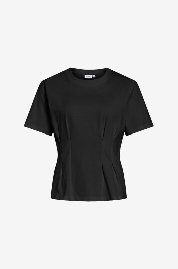 Vila T skjorte viMonie Pleat O neck S/S Top Svart