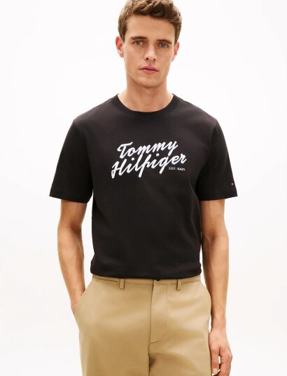 Tommy Hilfiger Summer Text Graphic Tee Black M Tommy Hilfiger Summer Text Graphic Tee Black M