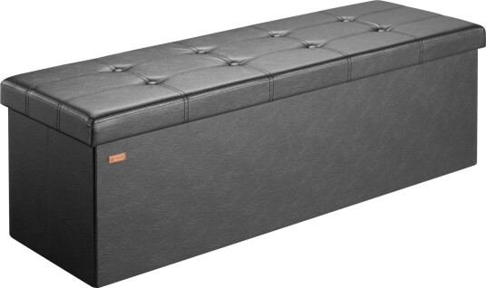 Sammenleggbar svart oppbevaringsbenk 115x38x38cm MDF Sammenleggbar svart oppbevaringsbenk 115x38x38cm MDF