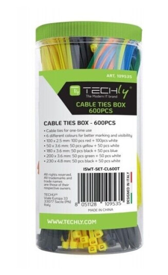 Techly ISWT-SET-CL600T Med parallelt inngangspunkt Nylon Flerfarget 250 mm 255 mm 43 mm