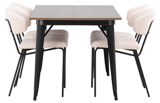 Venture Design Tempe & Chico spisegruppe Hvit/valnøtt 4 stoler & bord 140 x 80 cm