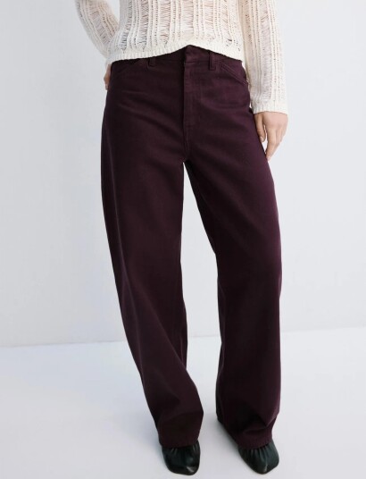 Mango Mid Rise Balloon Jeans Burgundy 36