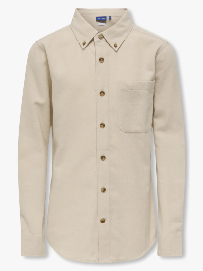 Only & Sons Jr Gudmund Slim 1 Pkt Shirt Woven Beige 146