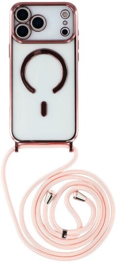 EIDERWOOD iPhone 17 Pro Fleksibelt Plast Deksel med Justerbar Stropp Gjennomsiktig / Rosa