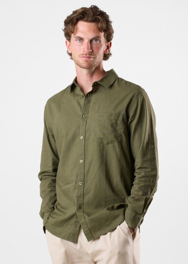 Seaside New Hampshire Linen Ls Shirt Lt. Olive M Langarmede Skjorter