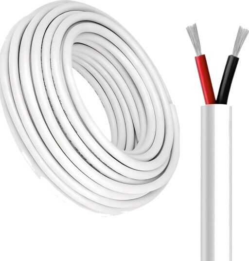 100m Kabel rød/svart hvit rund 2x0,35mm² 12V 24V til LED strip 100m Kabel rød/svart hvit rund 2x0,35mm² 12V 24V til LED strip