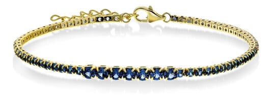 Pan Jewelry, Armbånd i forgylt 925 sølv med mørkblå zirkonia