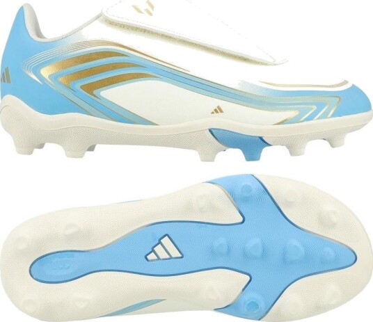 adidas F50 Messi Club Borrelås FxG El Ultimo Tango   Off white/Blå/Icey Blue Barn størrelse 30½