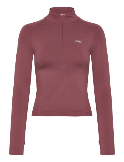 ICANIWILL Define Seamless Invisible 1/2 Zip Ls W   Burgundy   XL
