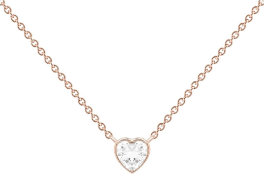Marmara Sterling 925 Silver Heart Necklace White Rose Gold   White   ONE SIZE 42 cm