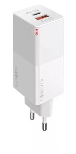 Forever 65W USB-C PD & USB-A QC - White