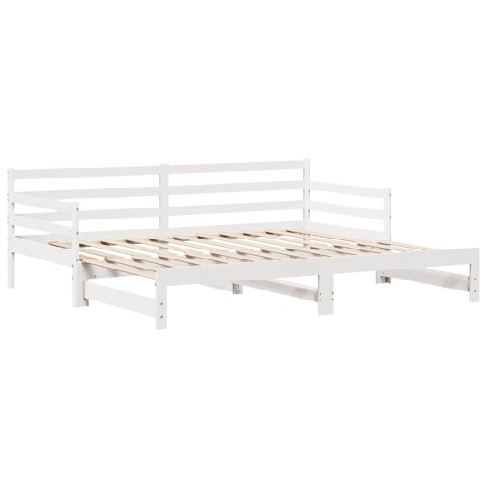 Uttrekkbar dagseng med skuffer hvit 90x200 cm heltre furu