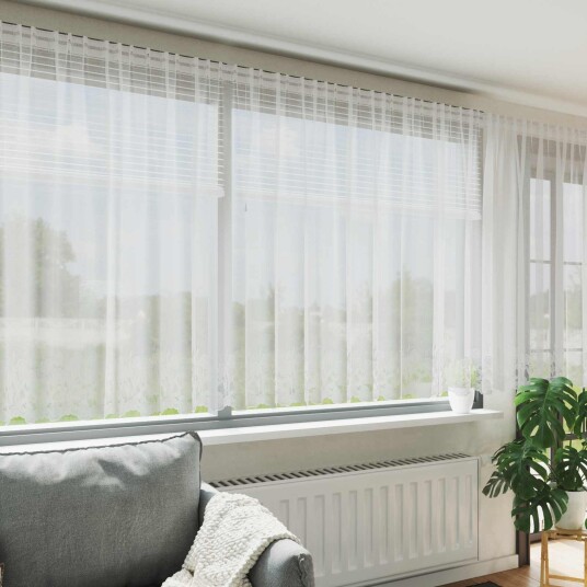 Blondegardin med gardiner Hvit 900 x 140 cm Polyester