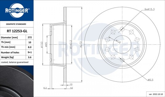 Bremseskive ROTINGER RT 12253-GL