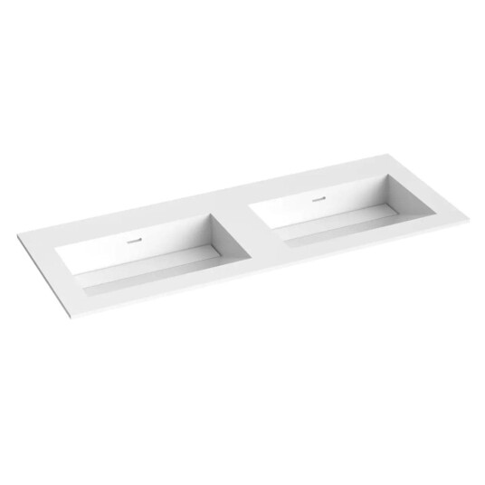 Korsbakken Corian Med Skrå Bunn Uten Kranhull Hvit Matt 120cm Dobbel