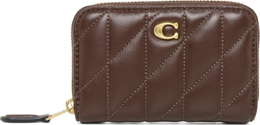 Coach Quilted Pillow Leather Essential Small Zip Around Card Case Brown ONE SIZE Coach Quilted Pillow Leather Essential Small Zip Around Card Case Brown ONE SIZE