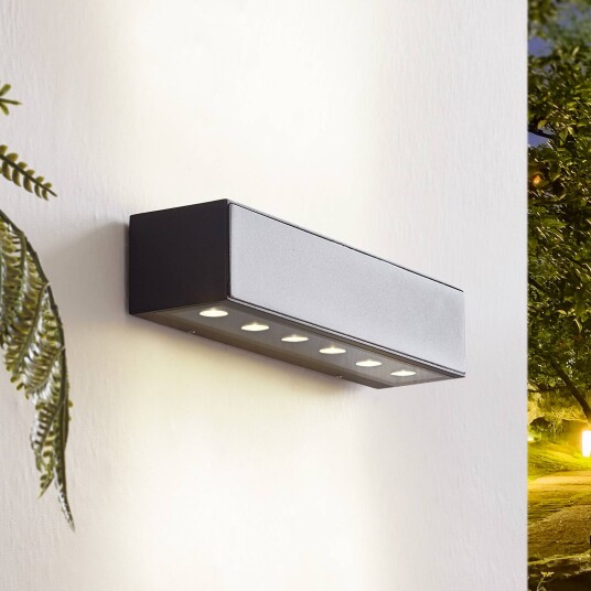Lucande utendørs vegglampe Selim lengde 30 cm svart Lucande utendørs vegglampe Selim lengde 30 cm svart