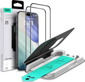 iPhone 17/16 Pro ESR UltraFit Beskyttelsesglass - 9H, 0.3mm - svart kant