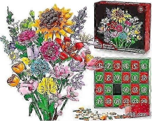 25 26 egnet for Blomsterbukett Byggeklosser Jul Adventskalender Jul 24 dager Solsikkebukett Blindboks jc