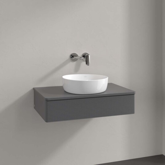 Villeroy & Boch Antao Servantskap med 1 skuff 80x50x19 cm u/lys Antrasitt Matt Villeroy & Boch Antao Servantskap med 1 skuff 80x50x19 cm u/lys Antrasitt Matt
