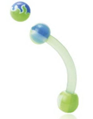 Utgått Flames in Blue and Green 1.2 x 8 mm Øyenbrynspiercing