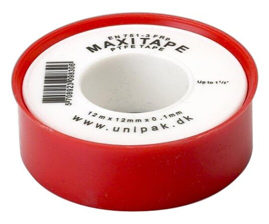 Unipak Maxitape Gjengeteip 12 m x 12 mm Maskintilbehør for Vann og Olje