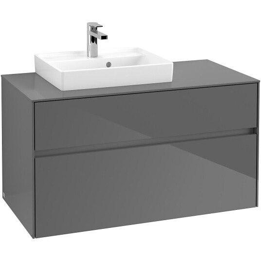 Villeroy & Boch Collaro Servantskap med 2 skuffer 100x50x54,8 cm u/lys Grå Høyglans