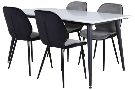 Venture Design Jimmy & Emma spisegruppe Grå/hvit 4 stoler & bord 150 x 90 cm