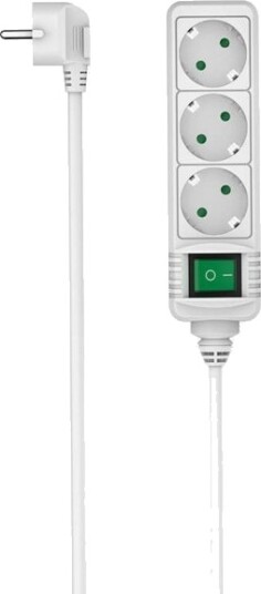 Hama 3 veis strømuttak med bryter 1.4m hvit 90223001