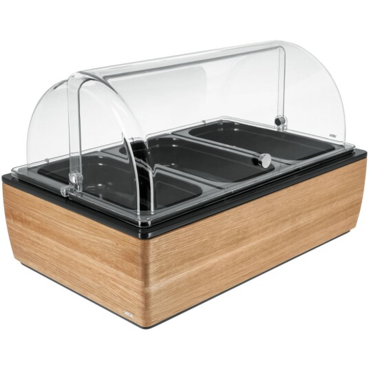VEGA Buffetsystem komplett Montana eik 6,5 cm melamin svart 3 x GN 1/3; Størrelse GN 1/1, 57x36.5x27.4 cm (LxBxH); Eik/Transparent/Hvit; Rektangulær