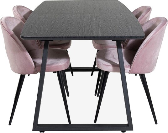 Venture Home Spisegruppe Inca med 4 stk spisestoler Velvet Svart Venture Home Spisegruppe Inca med 4 stk spisestoler Velvet Svart