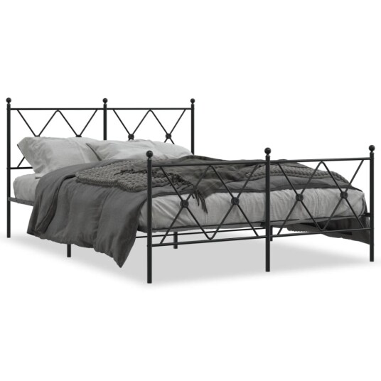  Sengeramme i metall med hode- og fotgavl svart 137x190 cm 8721012374034