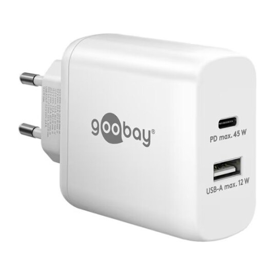 Goobay USB-C-Hurtiglader 45W - Hvit Goobay USB-C-Hurtiglader 45W - Hvit