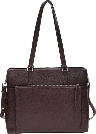 Adax Bergamo Lucca Skinn Laptop Skulderveske Dark Brown