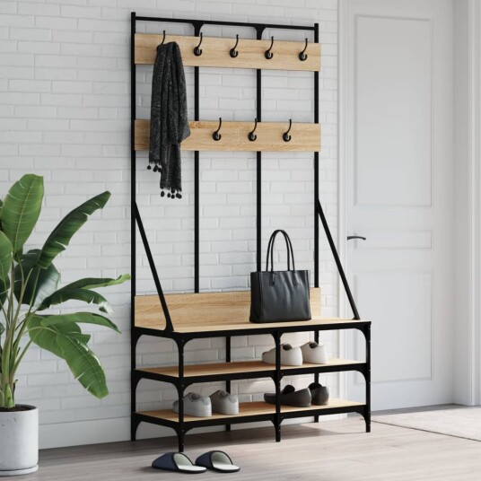Klesstativ med skooppbevaring sonoma eik 100x40x184 cm 8721012196209