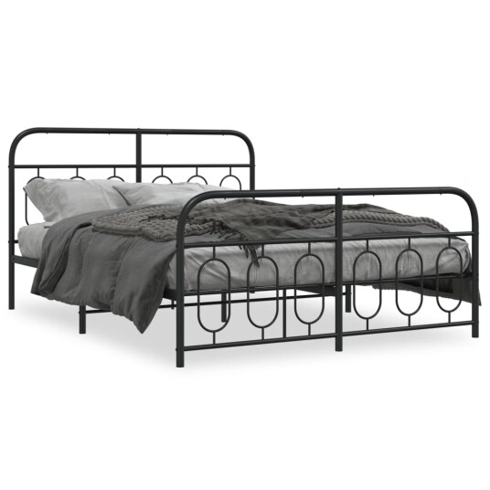 Sengeramme i metall med hode- og fotgavl svart 140x200 cm 8721102646065