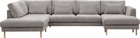 Florenz 4 seters Venstrevendt U formet Sofa med Divan og Sjeselong i Chenille   Lys grå