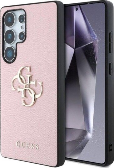GUESS Grained Big 4G Logo Small Classic Logo case for Samsung Galaxy S25 Ultra - pink