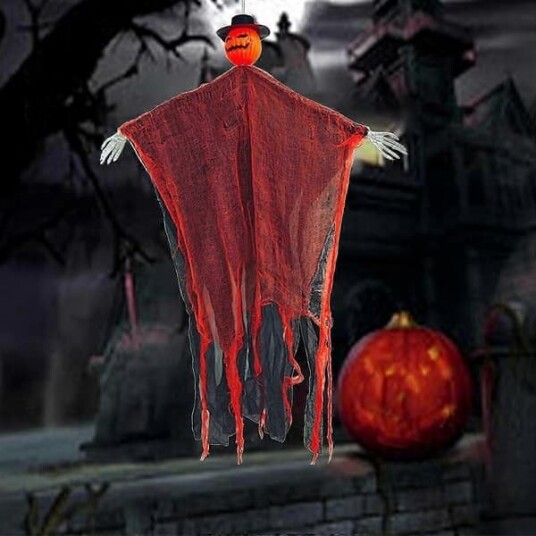 Halloween Hengende Gresskar- og Skjelettdekorasjon med Kniver