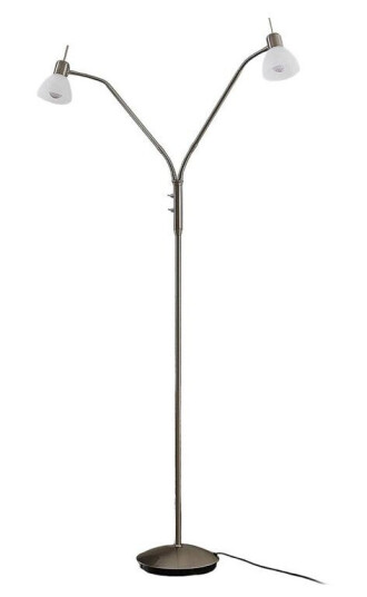 Lindby Gulvlampe Gwendolin, nikkelfarget, 2 lyskilder