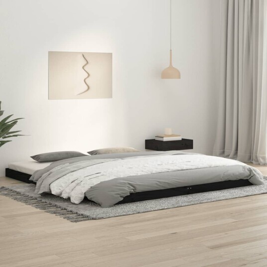 vidaXL Sengeramme svart 180x200 cm heltre furu 8720845639587
