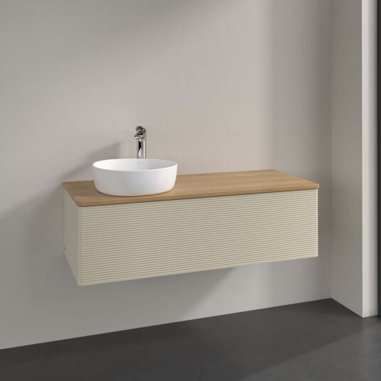 Villeroy & Boch  Antao Servantskap med 1 skuff 120x50x36 cm u/lys Grå Matt/Eik