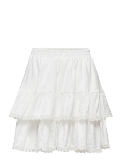 ONLY Onlluna Layer Short Skirt Wvn   White   L