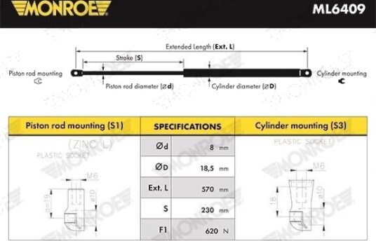 MONROE ML6409 Baklukedemper