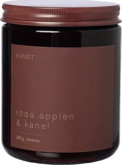 ERNST Ernst duftlys i glass med lokk Ø9 cm Røde epler kanel